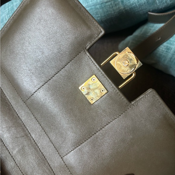 DeMellier Olive Green Leather Crossbody with Gold Hardware - Picture 5 of 8